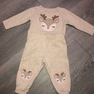 Adorable Beige Reindeer Baby Outfit